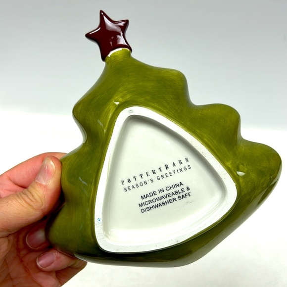 POTTERY BARN set of 2 ceramic SEASONS GREETINGS nut/candy dishes - Picture 4 of 7